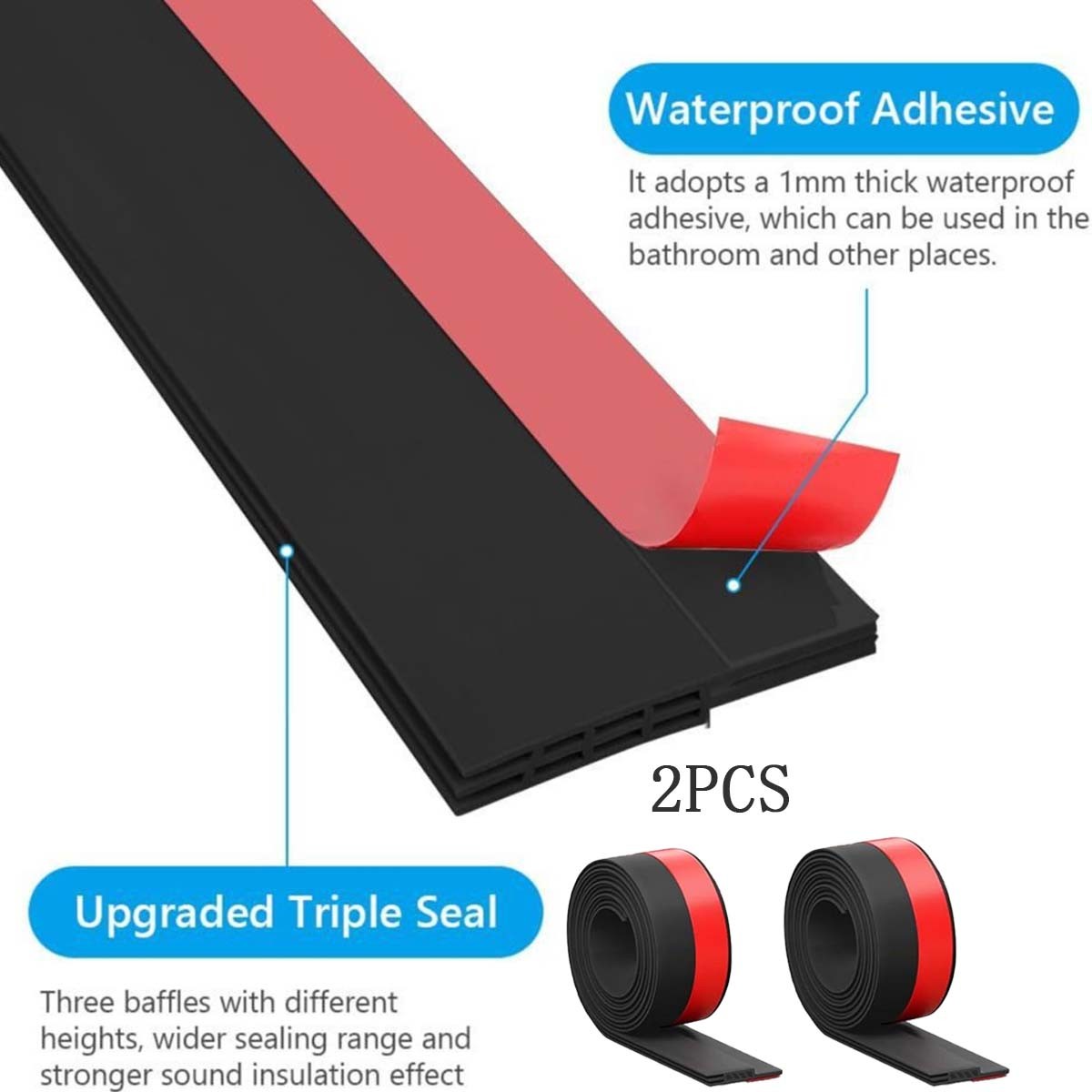 Under Door Sweep Weather Stripping Door Draft Stopper Blocker Strong Adhesive