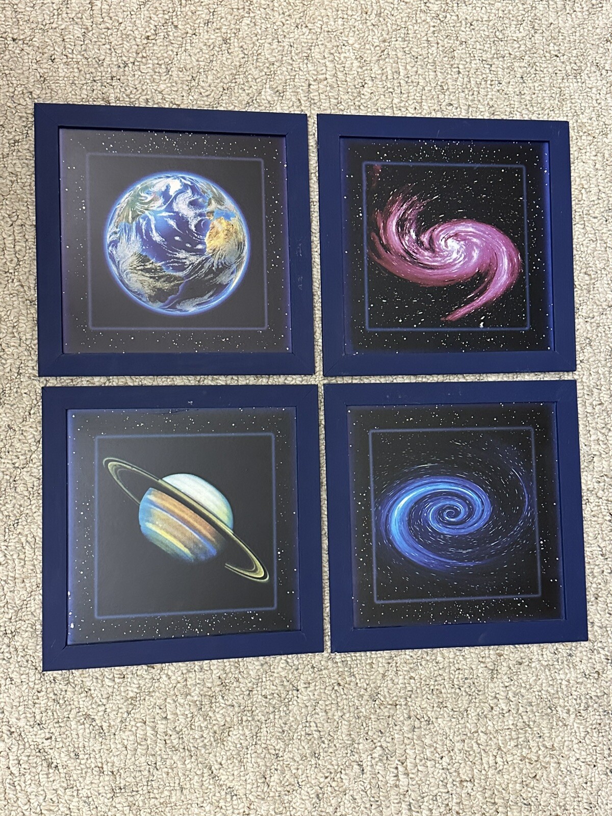 Framed Wall Art 4 Panels Space Planet Star Sky Pictures Astronomy Artwork