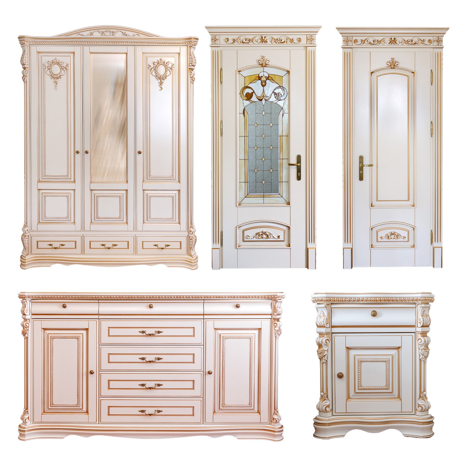 5pcs Wood Appliques Onlays for Furniture , (1pc 30cm and 4pcs 8cm Length)