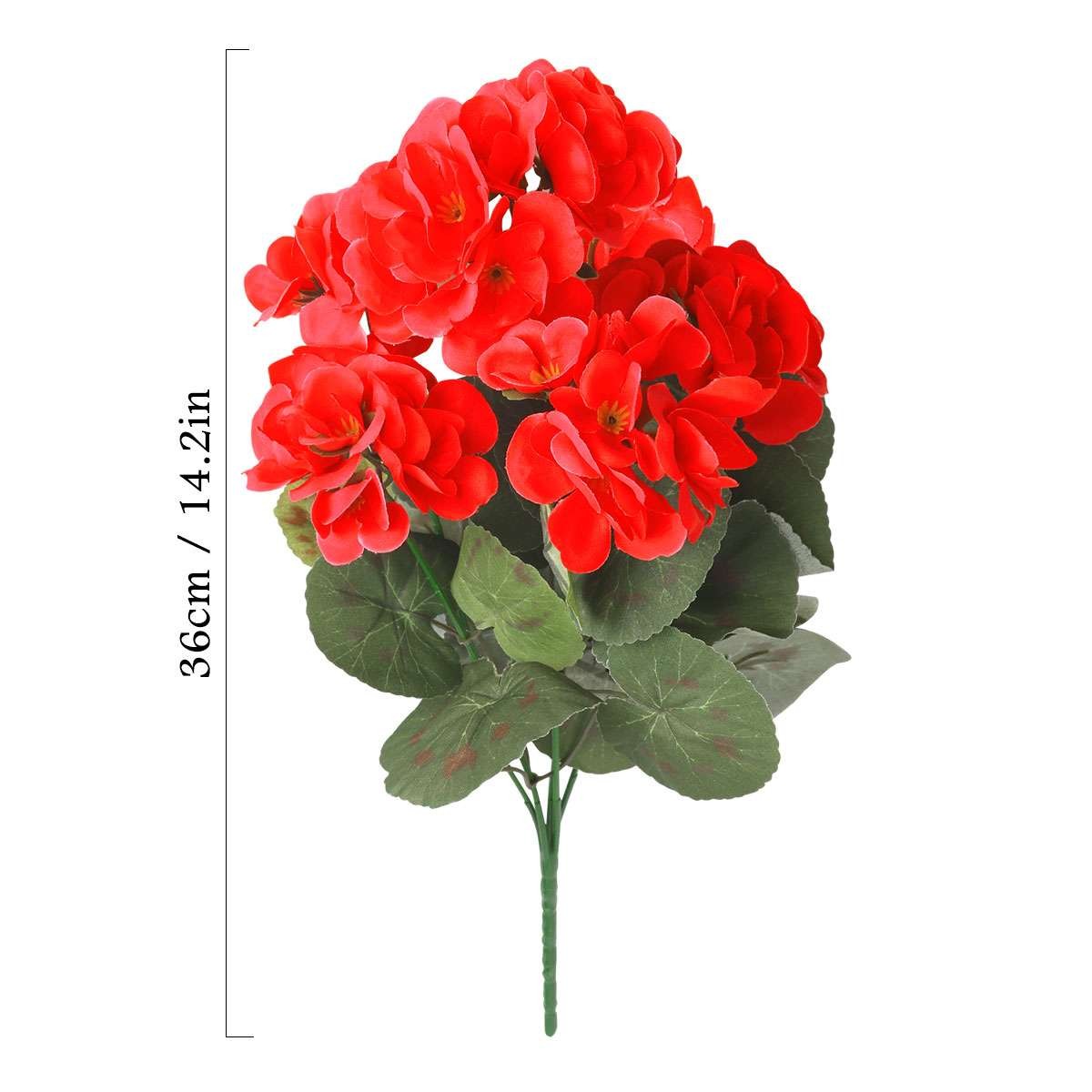 Lot Artificial Silk Flowers Red Geraniums Bush Plants Home Outdoor Garden Decor
