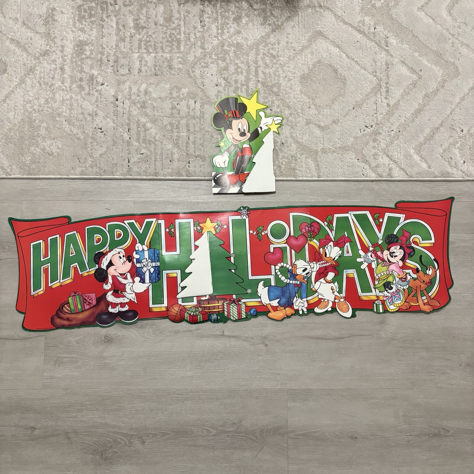 Disney Christmas Paper Bulletin Board Lot – 3D Mickey Mouse Cutout Banner Header