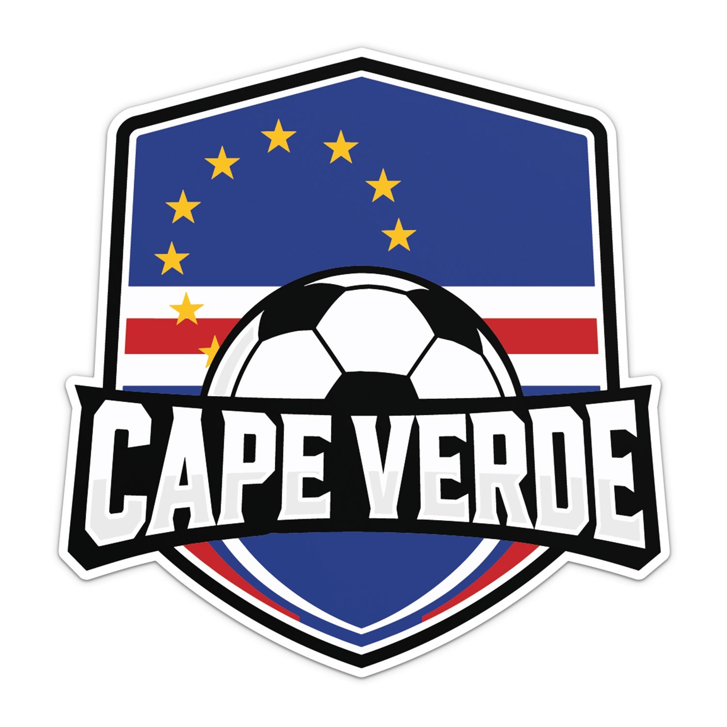 Cape Verde Flag Soccer National Football Team Sticker Car Bumper Vinyl Decal