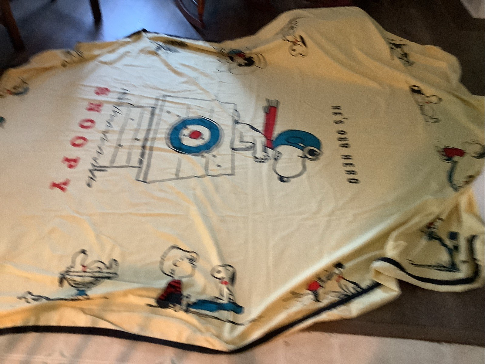 1966 Vintage Peanuts Charlie Brown Snoopy Bedspread Cotton Blanket Shwn Queen Sz