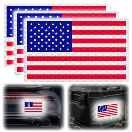 American Flag Stickers – Reflective Decals for Cars, Motorcycles, Mailboxes, 3 P