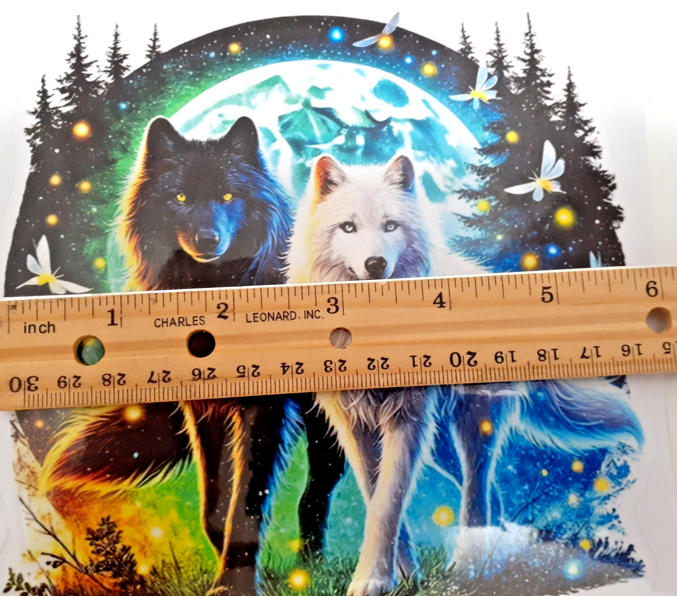 Wolves in Moonlit Forest Colorful Vinyl Decal Sticker 6&Prime; x 6.25&Prime;