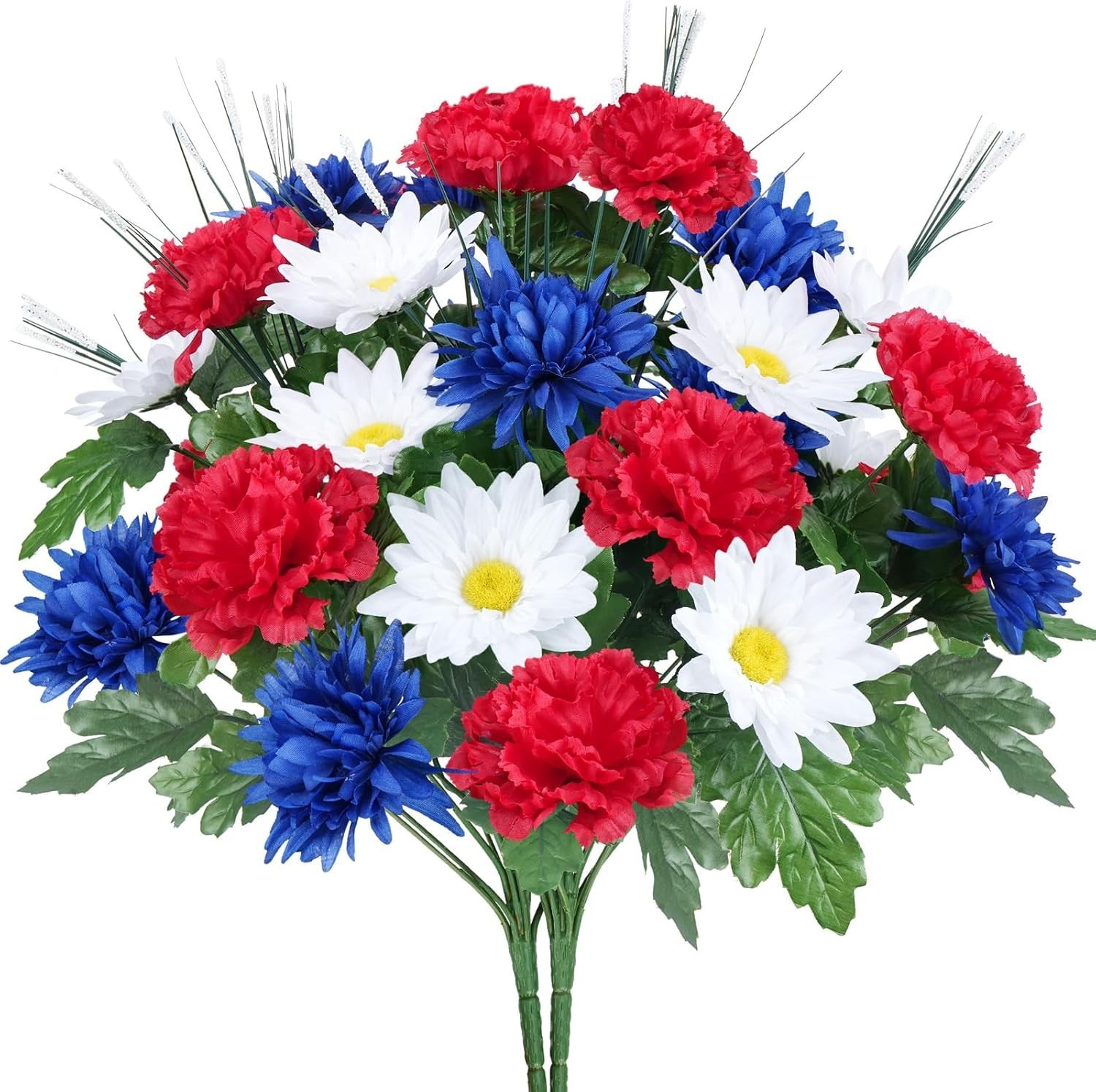 Patriotic 17.3&Prime; Artificial Flower Bouquet for Memorial Day & 4th of July Decor