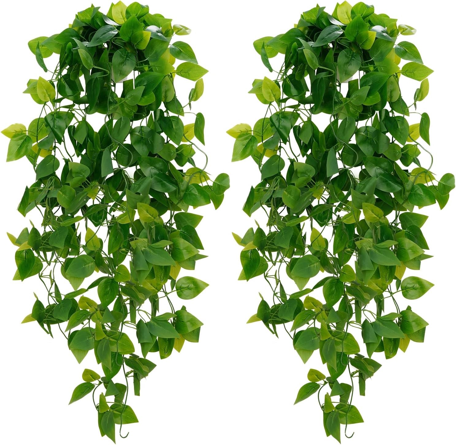 Fake Hanging Plants, 2pcs Artificial Pothos Vines Greenery for Wall Home