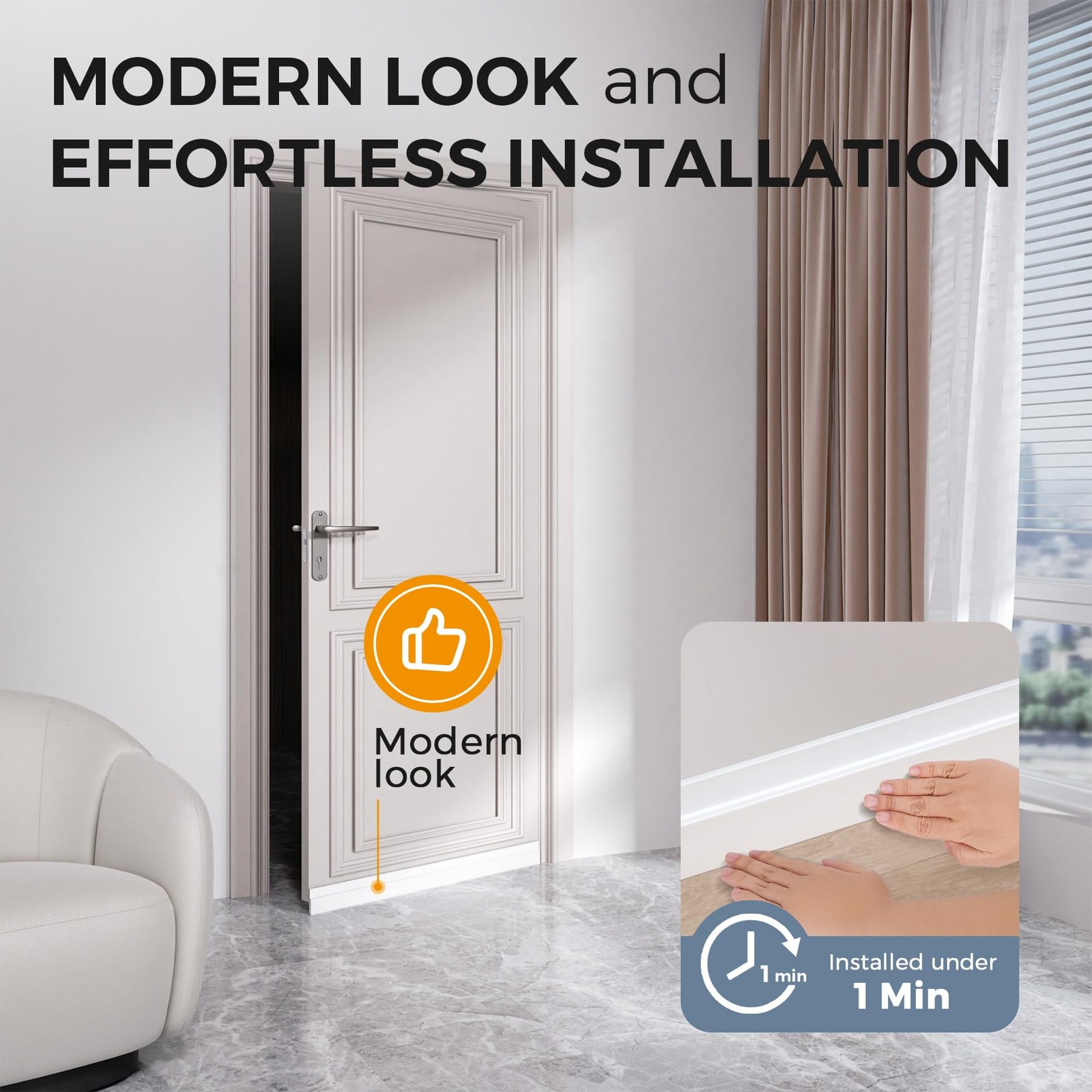 GroTheory 2 Pack Door Draft Stopper, Under Door Sweep for Exterior & Interior