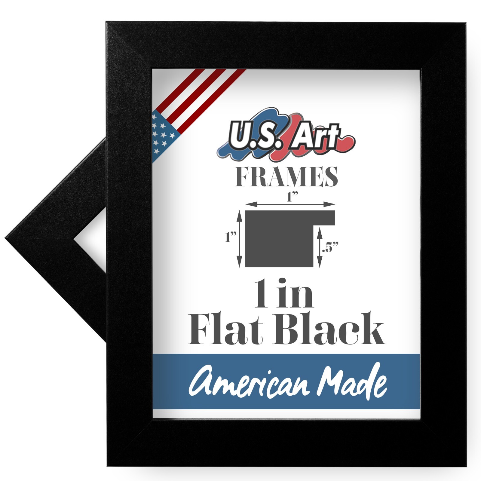 US Art Frames 1&Prime; Flat Black MDF Wall Decor Picture Poster Frame, CS2