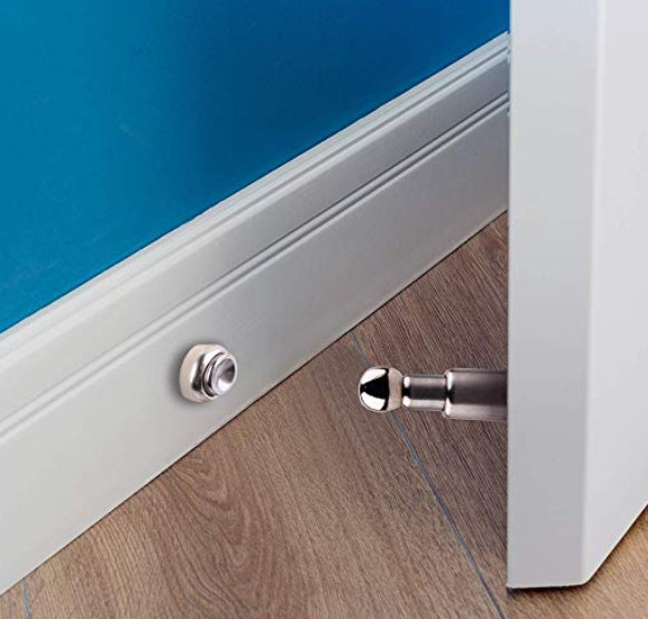 Soft-Catch Magnetic Door Stop in Brushed Satin Nickel, Wall Mount