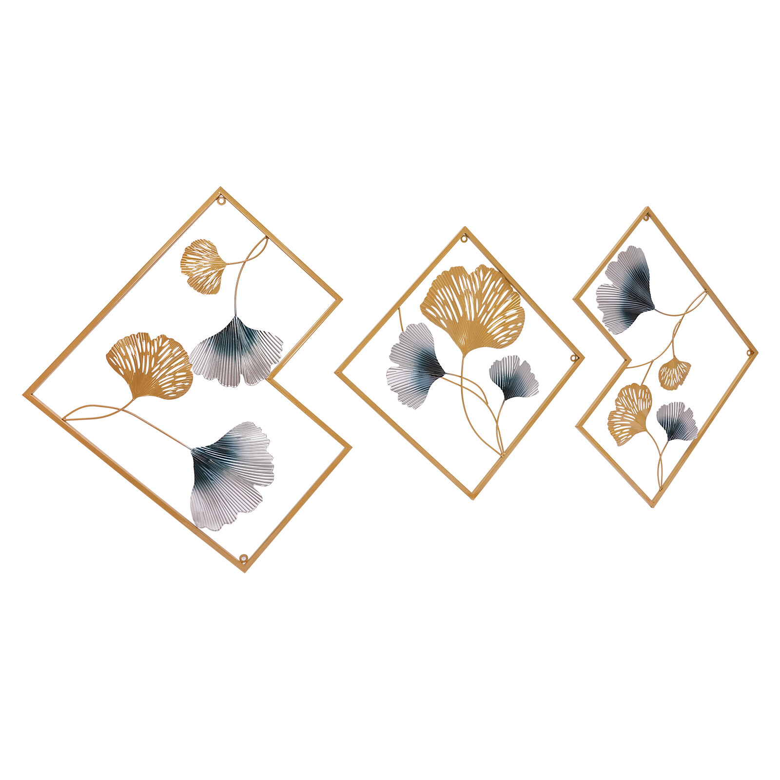 Gold Set of 3 Ginkgo Wall Art Hanging Sculpture Home Art Decor 164*2*70.5cm NEW