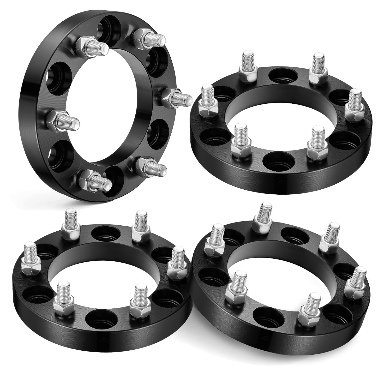 6×5.5 Wheel Spacers 1&Prime; for Tacoma 2016-2023, 6×139.7, 6 Lugs, M12x1.5 Studs, Bla