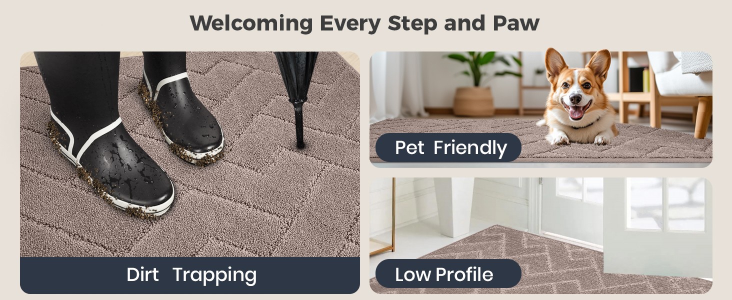 Easy Care Area Rug 4ft x 6ft, Non-Slip Machine Washable Entry Rug, Stain