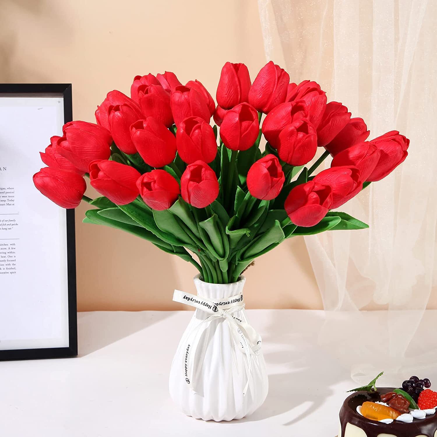 10/20pcs Hawesome Artificial Latex Tulips Flowers Faux Tulip Stems PU Real Touch