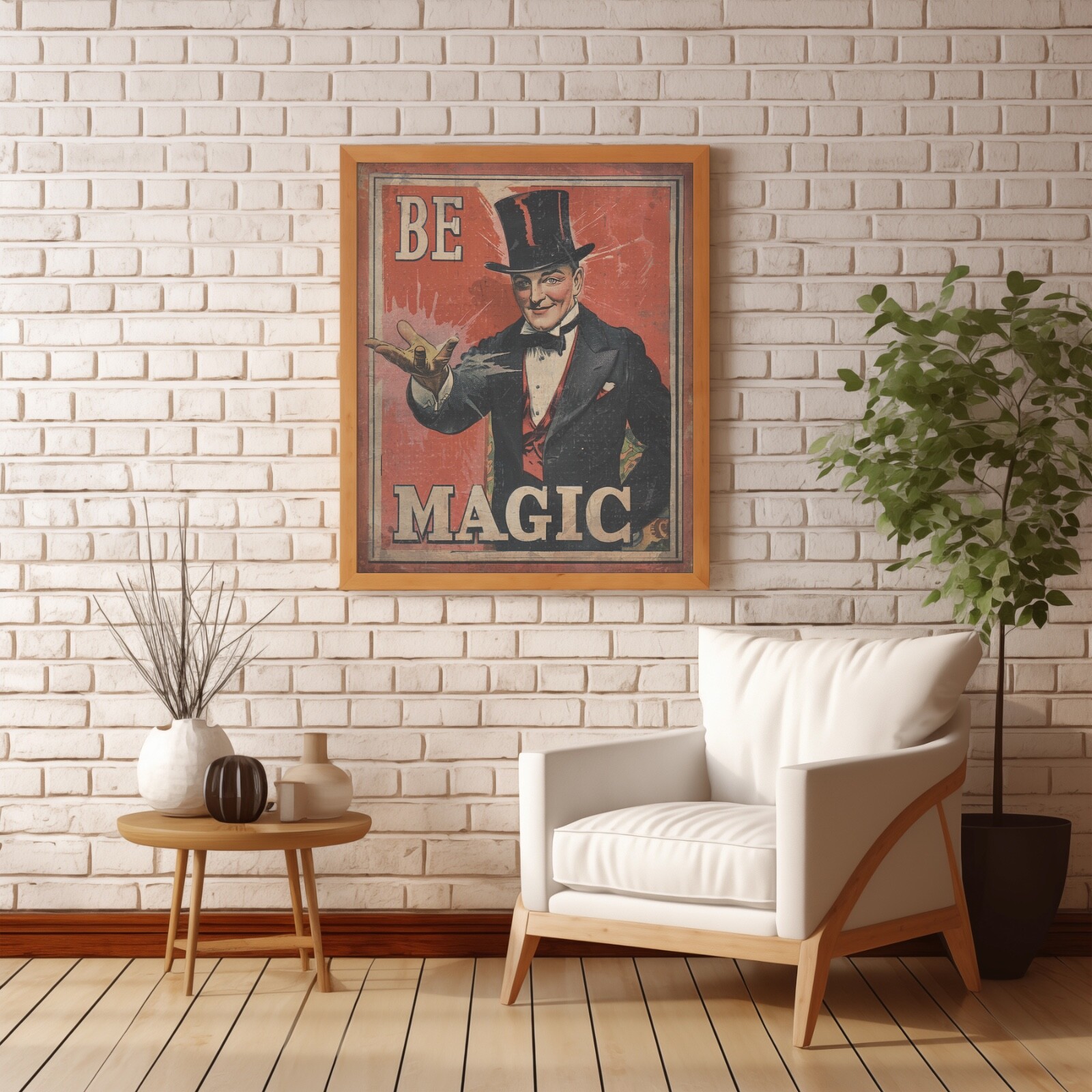 Vintage MAGICIAN Wall Art, BE MAGIC Illusionist Decor, Slight Of Hand Poster