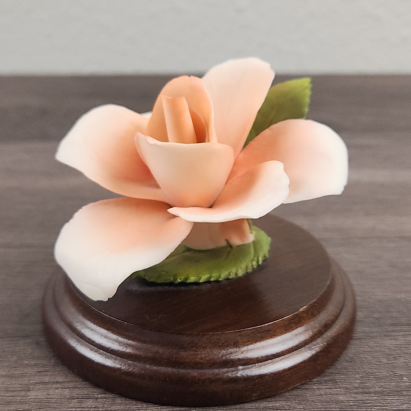 Vintage Lefton China Porcelain Rose Figurine Wood Base Gift for Her