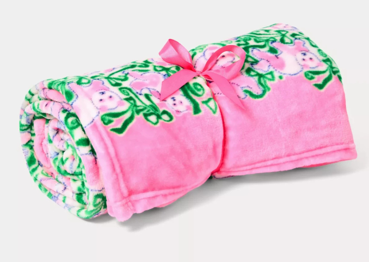 LILLY PULITZER Paradise Blanket PANDA N BOWS PINK QUARTZ NWT 000375 SOLD OUT