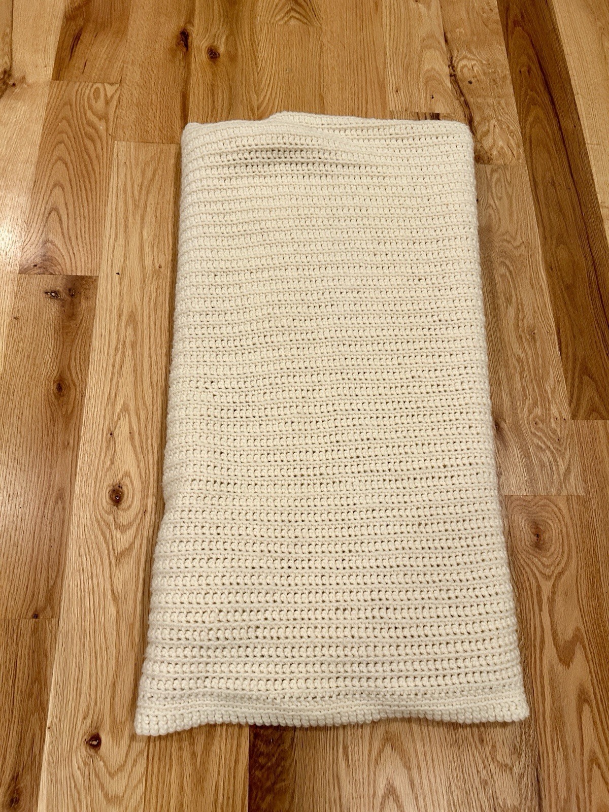 Handmade Beige crochet Throw Lap Blanket Sofa Blanket 57” X 43” child Blanket