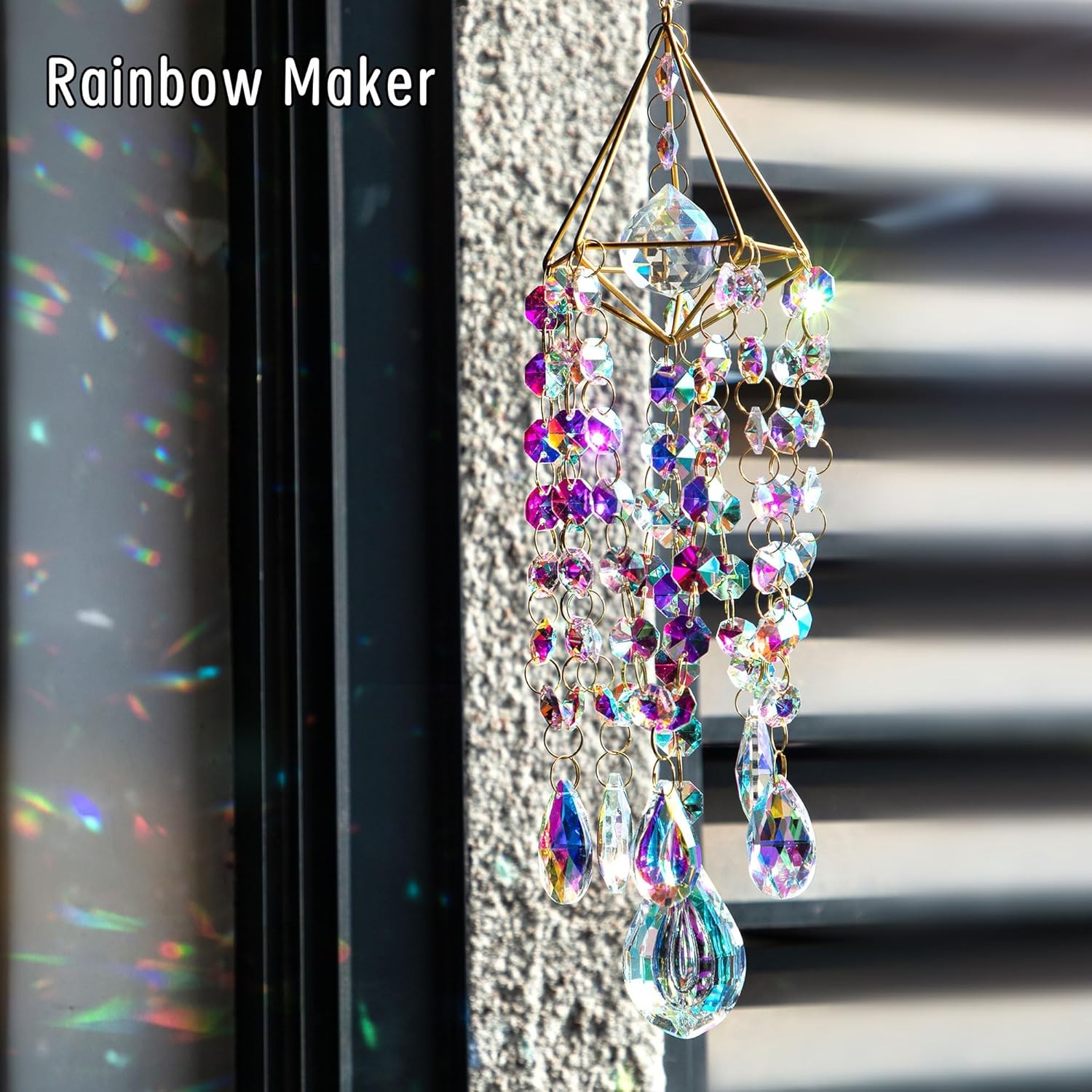 HDCRYSTALGIFTS 21.5Inch Crystal Suncatchers for Window Hanging Wind Chime Style