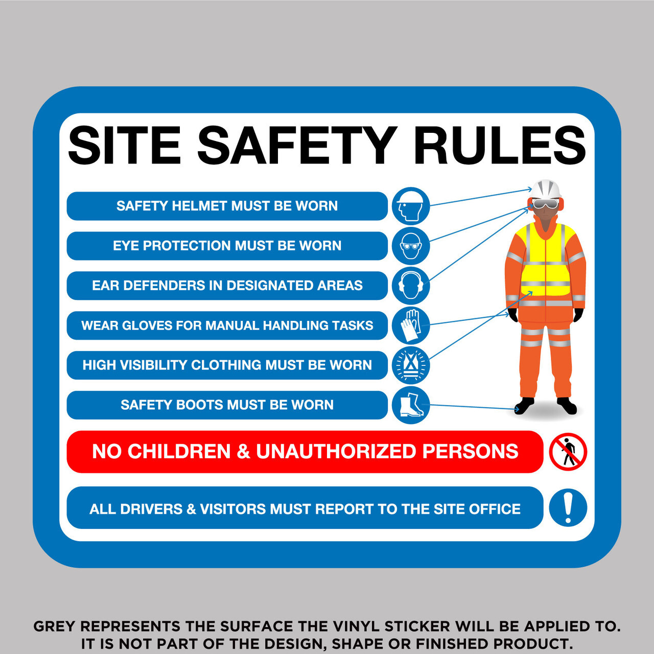 Worksite Safety Rules, High Quality Vinyl Stickers