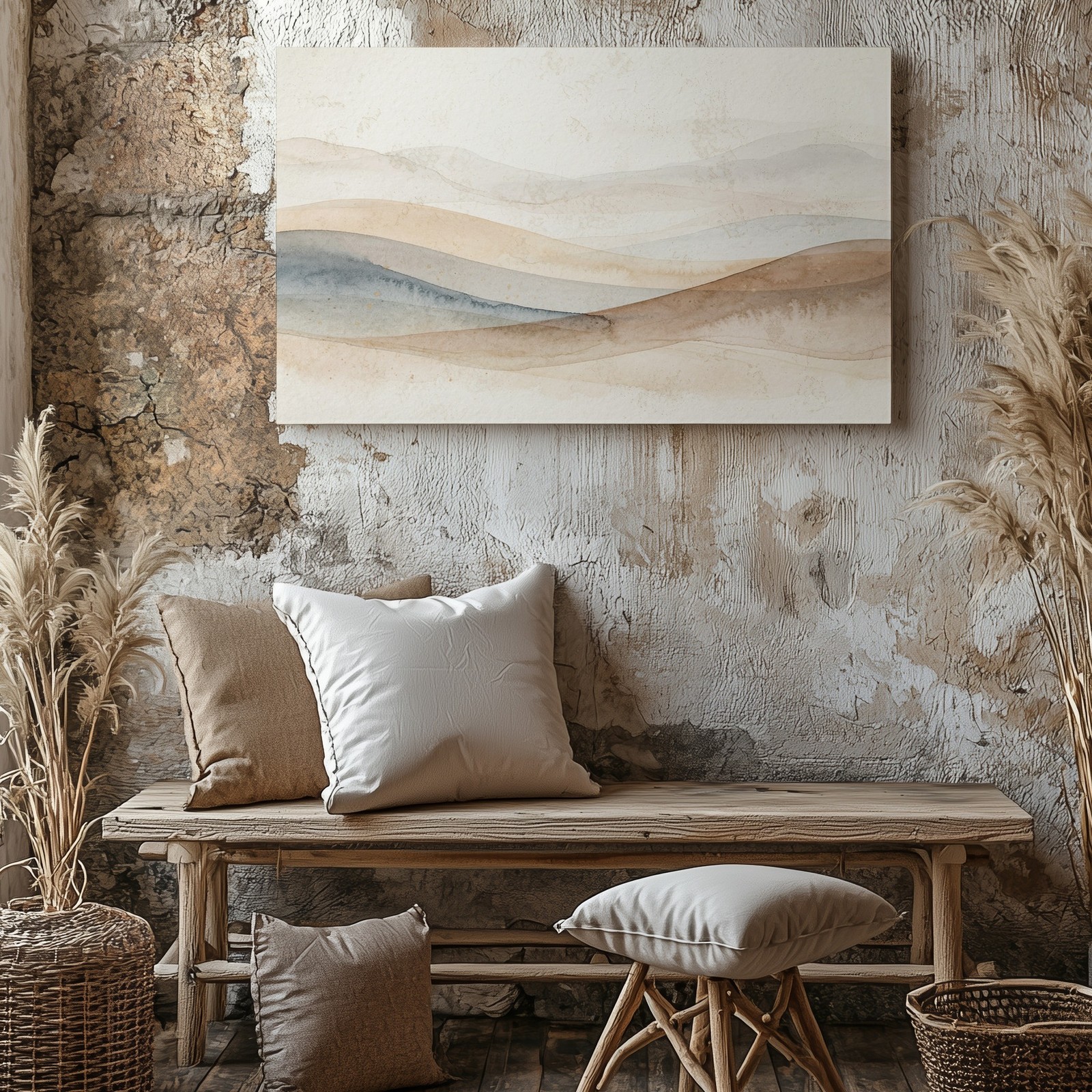 Neutral tones abstract landscape canvas wall art modern minimalist decor print