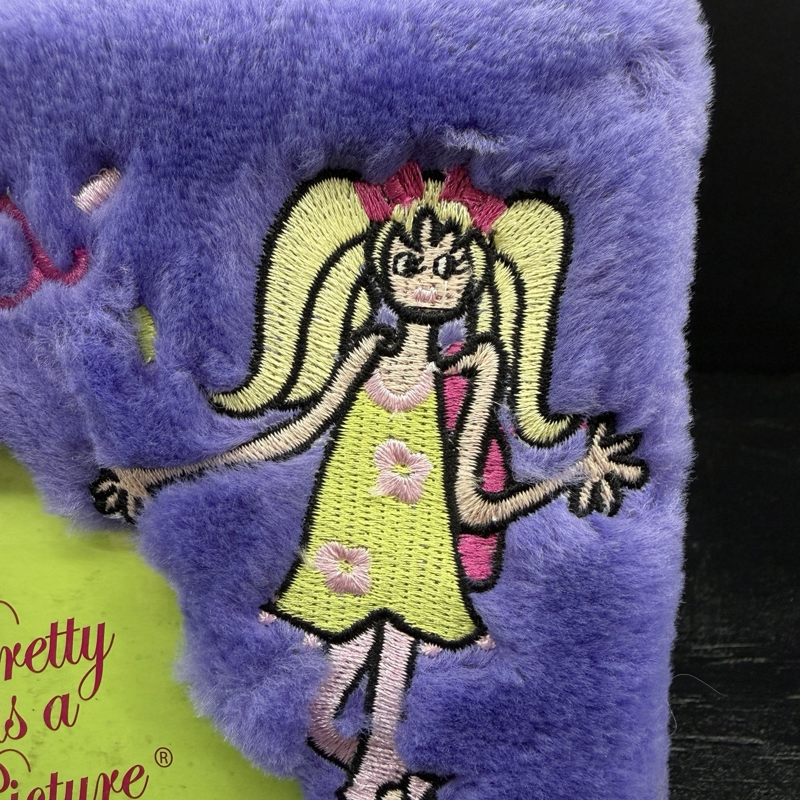 Y2K Fuzzy Plush Picture Frame Teen Stars Diva Purple Pink Lime Green