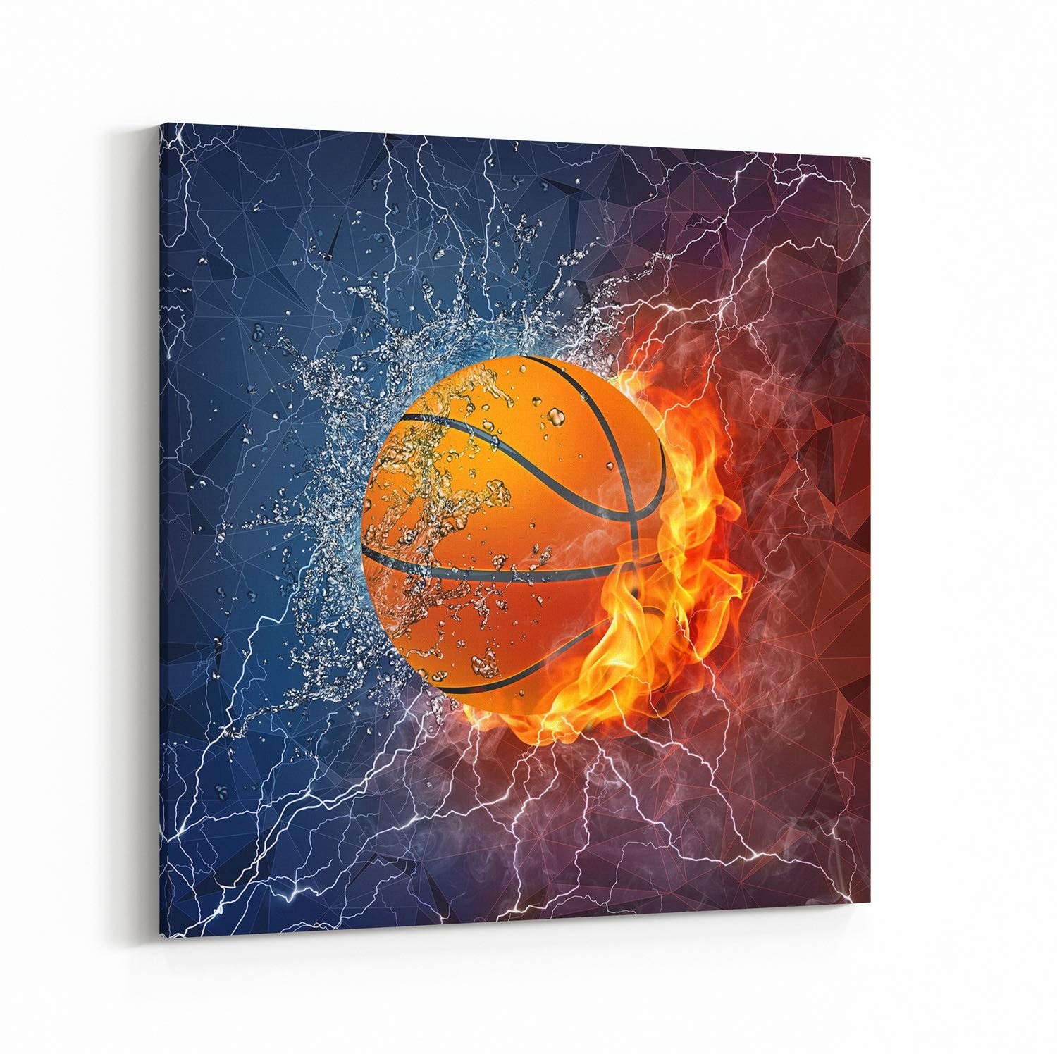 Basketball Canvas Print Wall Art Cool Sport Ball on Fire Home Decor For Any Room