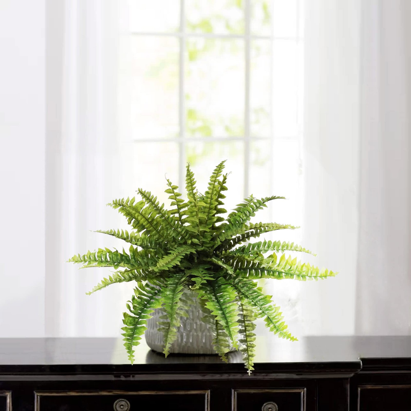 Larksilk Artificial Fern Plant 28in Plastic Green Indoor Outdoor Decor