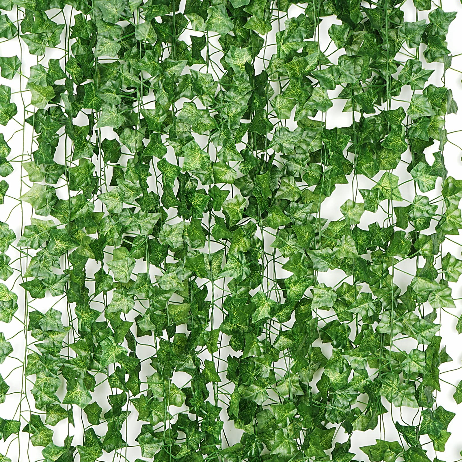 Artificial Ivy Garland 7.2FT Each 80 Leaves 12 Pcs Waterproof for Wall Decor