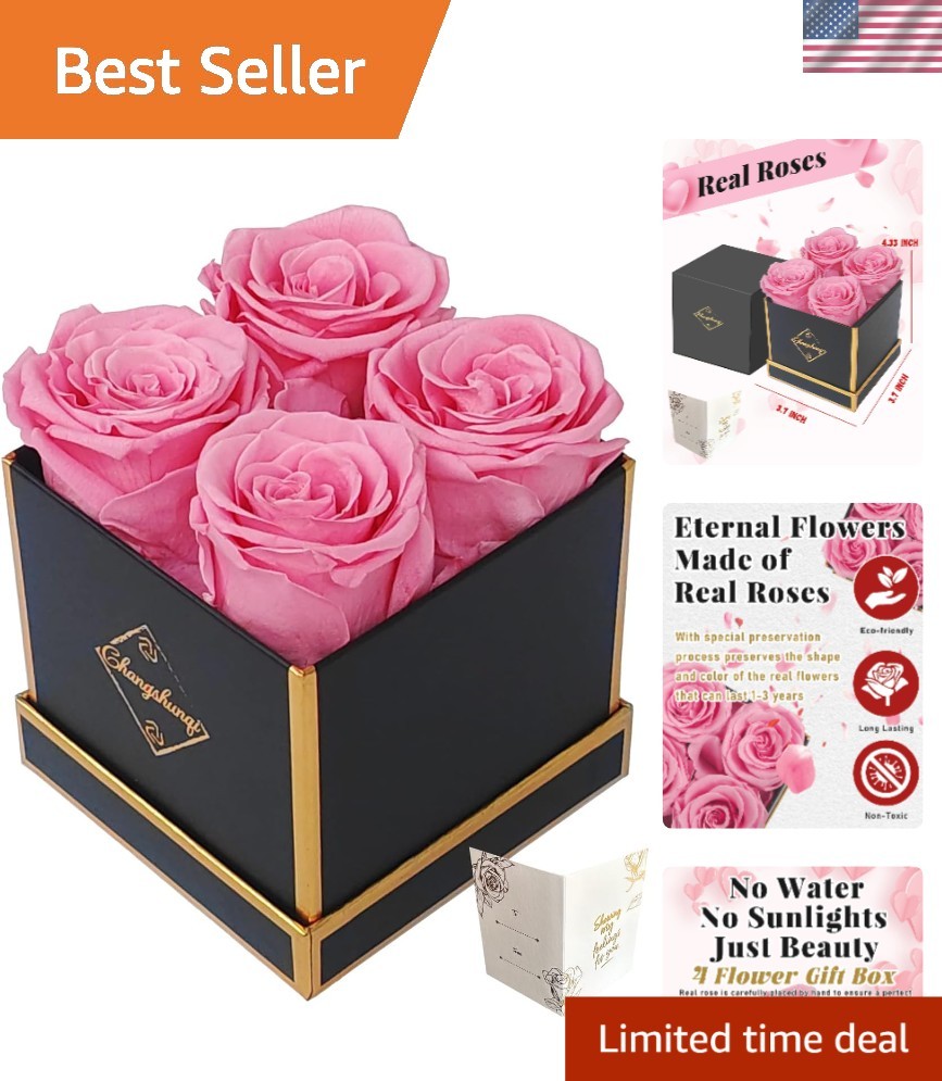 Forever Flowers: Real Blush Pink Roses Box – Perfect Gift for Any Occasion