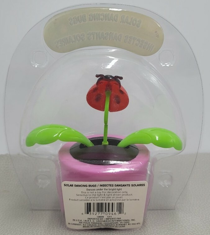 Solar DANCING LADYBUG Pink Flower Pot TOY Sunlight Powered Dancer BOBBLE HEAD
