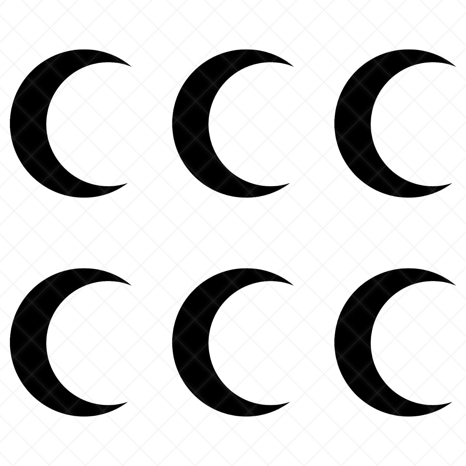 Set of 6 – Crescent Moon Vinyl Decals | Crescent Moos Symbol Stickers