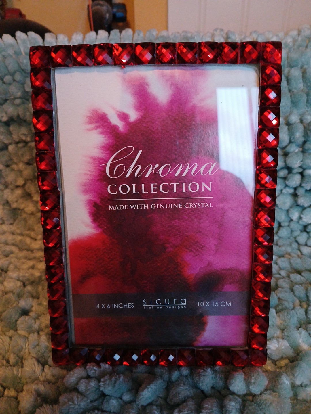 Sicura Chroma Collection Red Crystal Photo Frame 4×6 Jeweled Glass Sparkle Decor