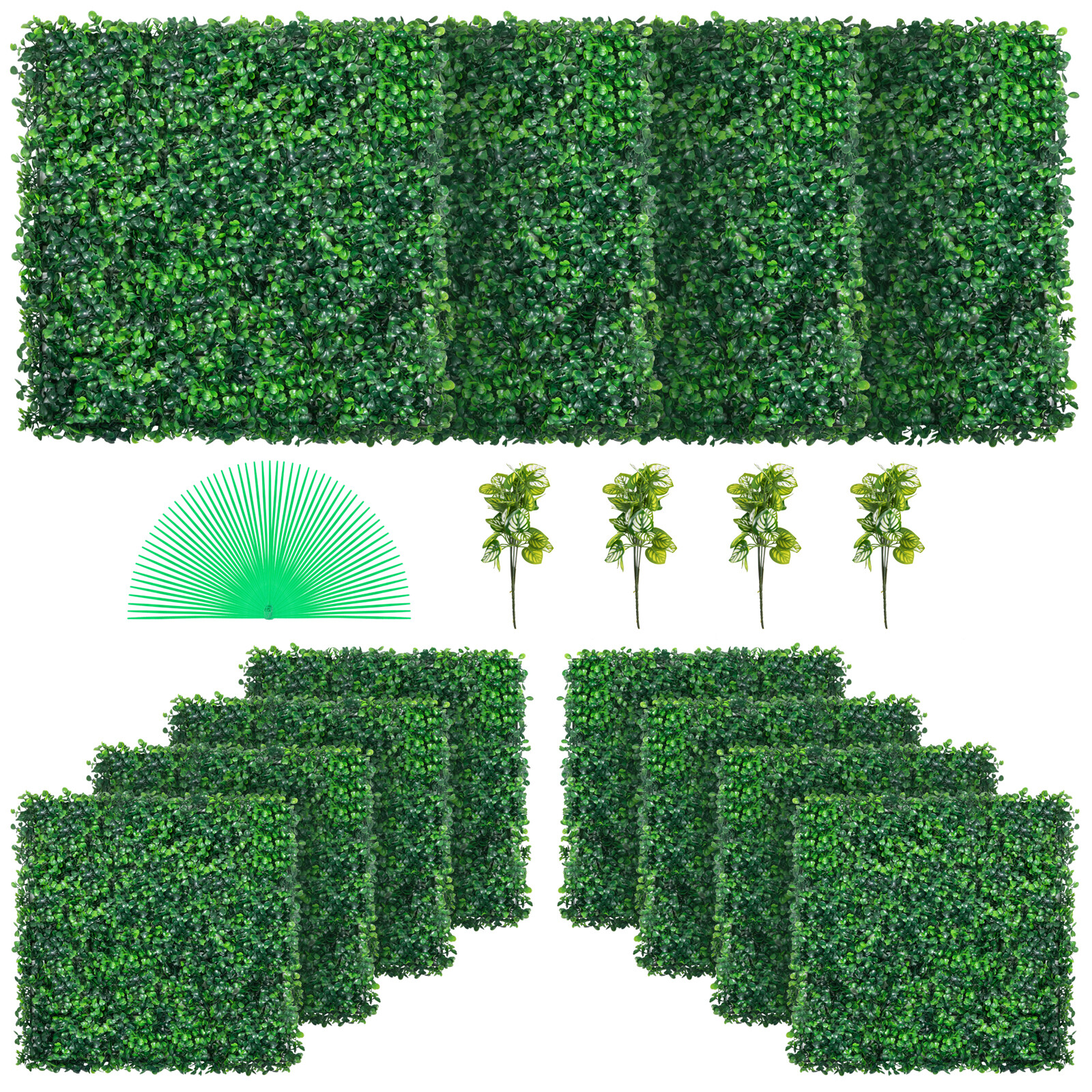 12pcs 20×20&Prime; Artificial Boxwood Wall Hedge Mat Plant Panels Outdoor Grass Fence