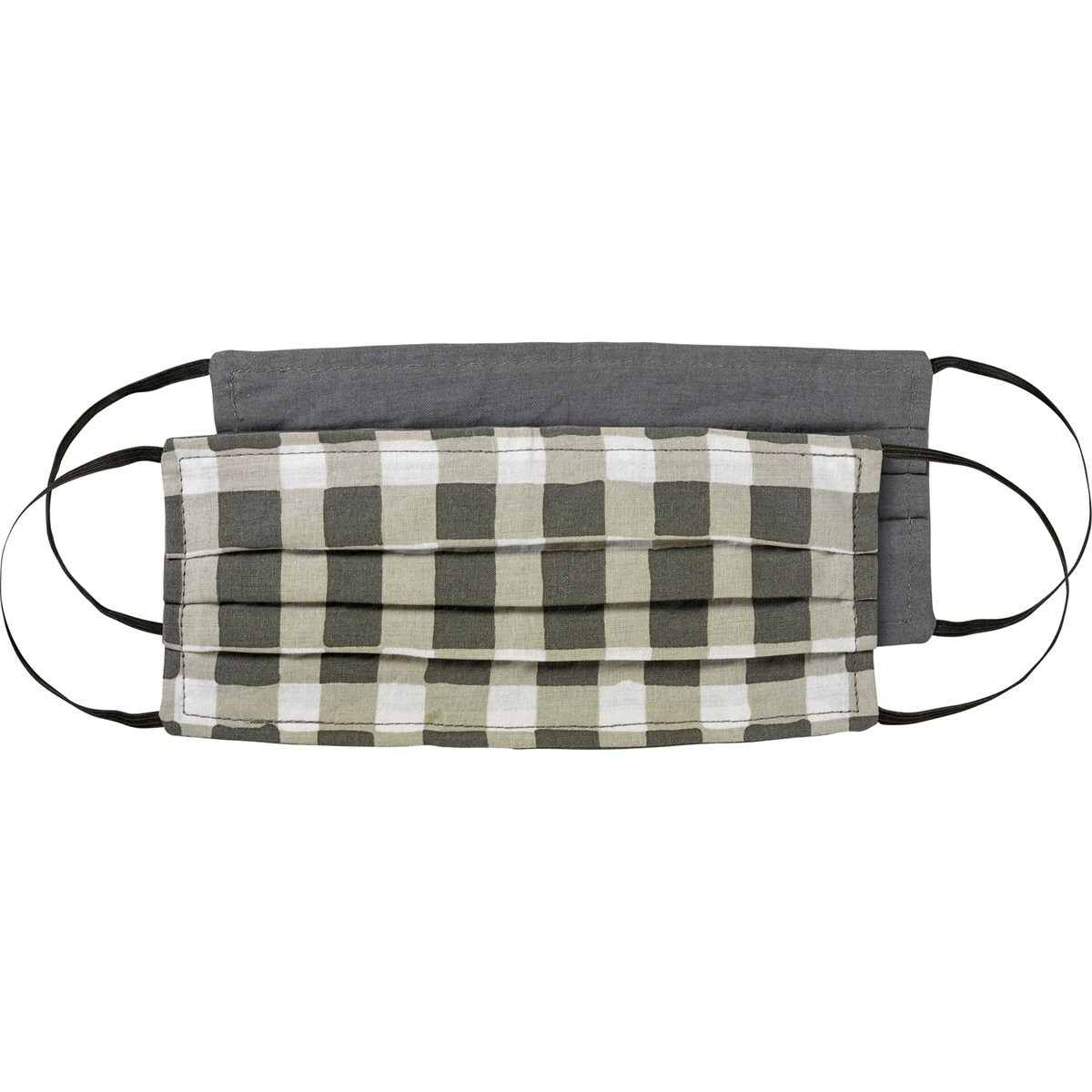 NEW!~Reversible Cotton Face Two Ply Pleated Mask~Buffalo Check Pattern