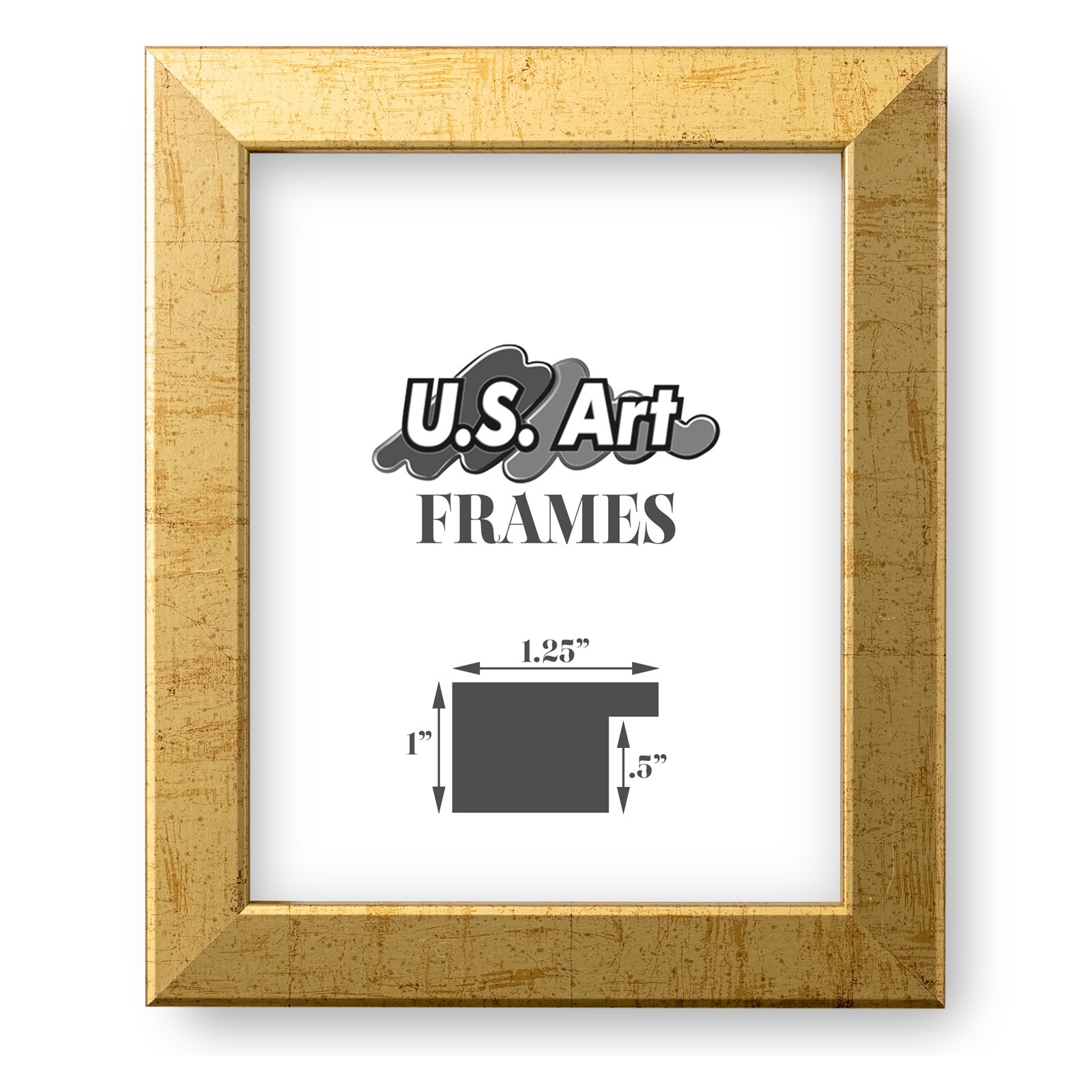 US Art 1.25&Prime; Flat Antique Gold MDF Wall Decor Picture Poster Frames, SS1