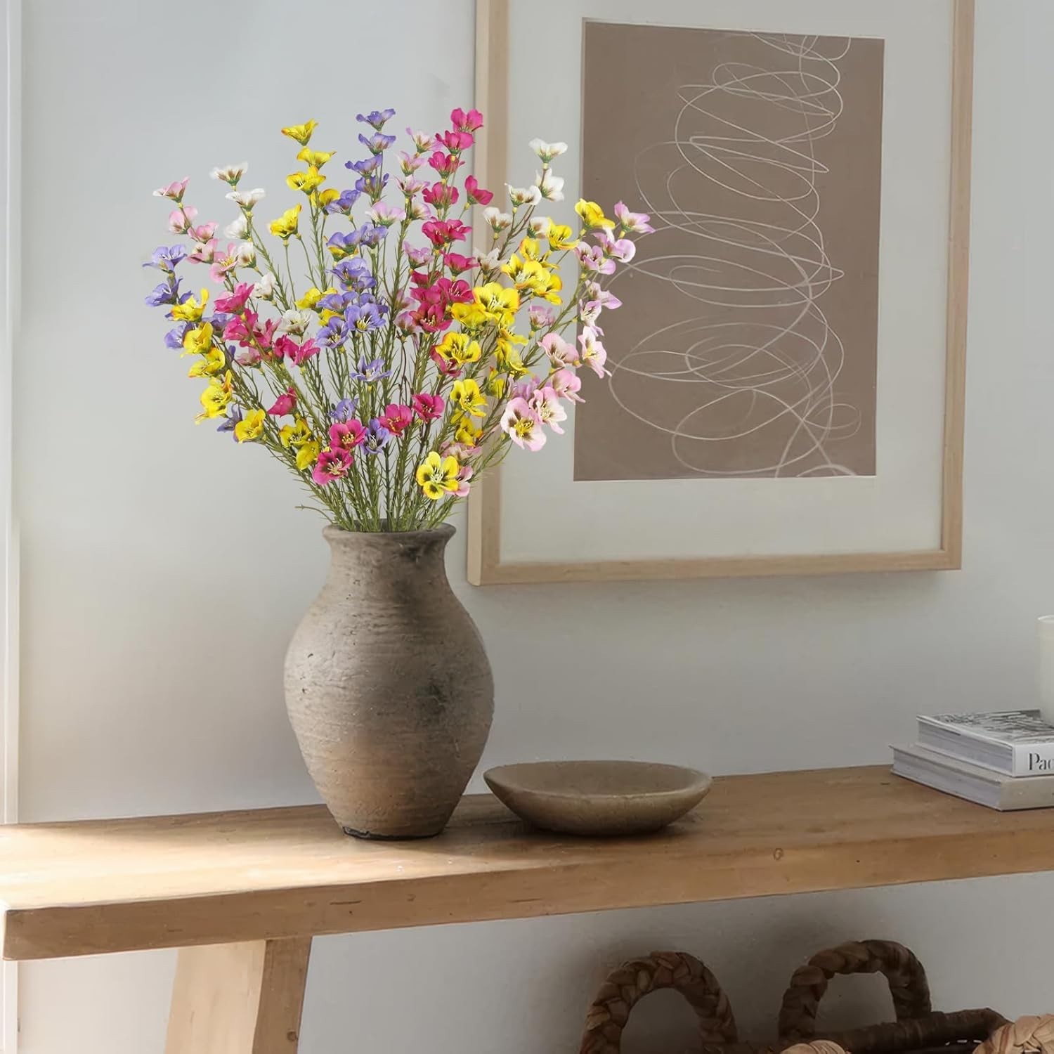 16PCS Gradient Multicolor Faux Wildflowers for Wedding Table Decor