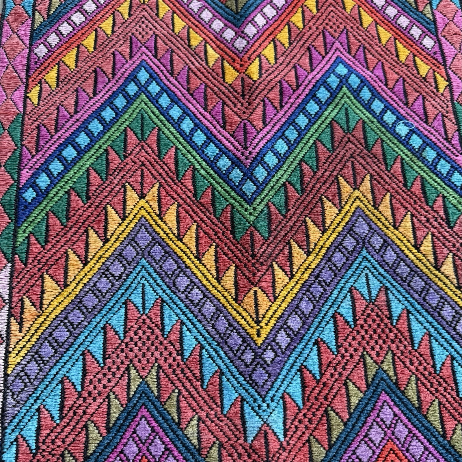 Vintage Handwoven Ethnic Textile Runner Boho Folk Art 16”x 46” Fringed