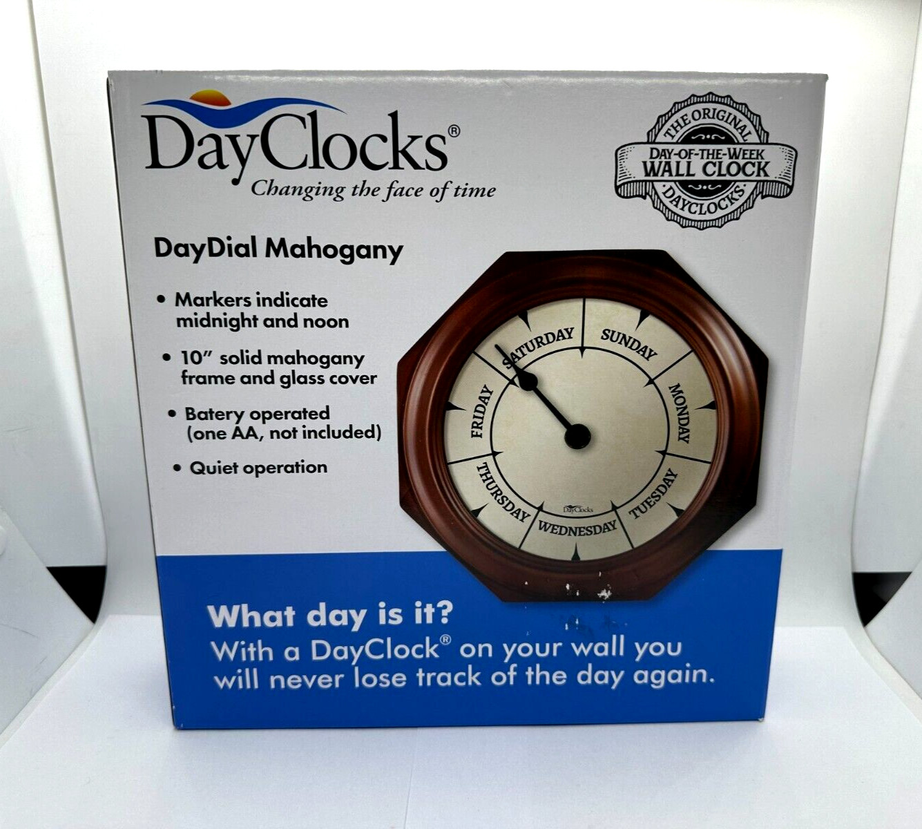 Classic Day of the Week Wall Clock with Solid Wood Frame Calendar Day Clock 10&Prime;