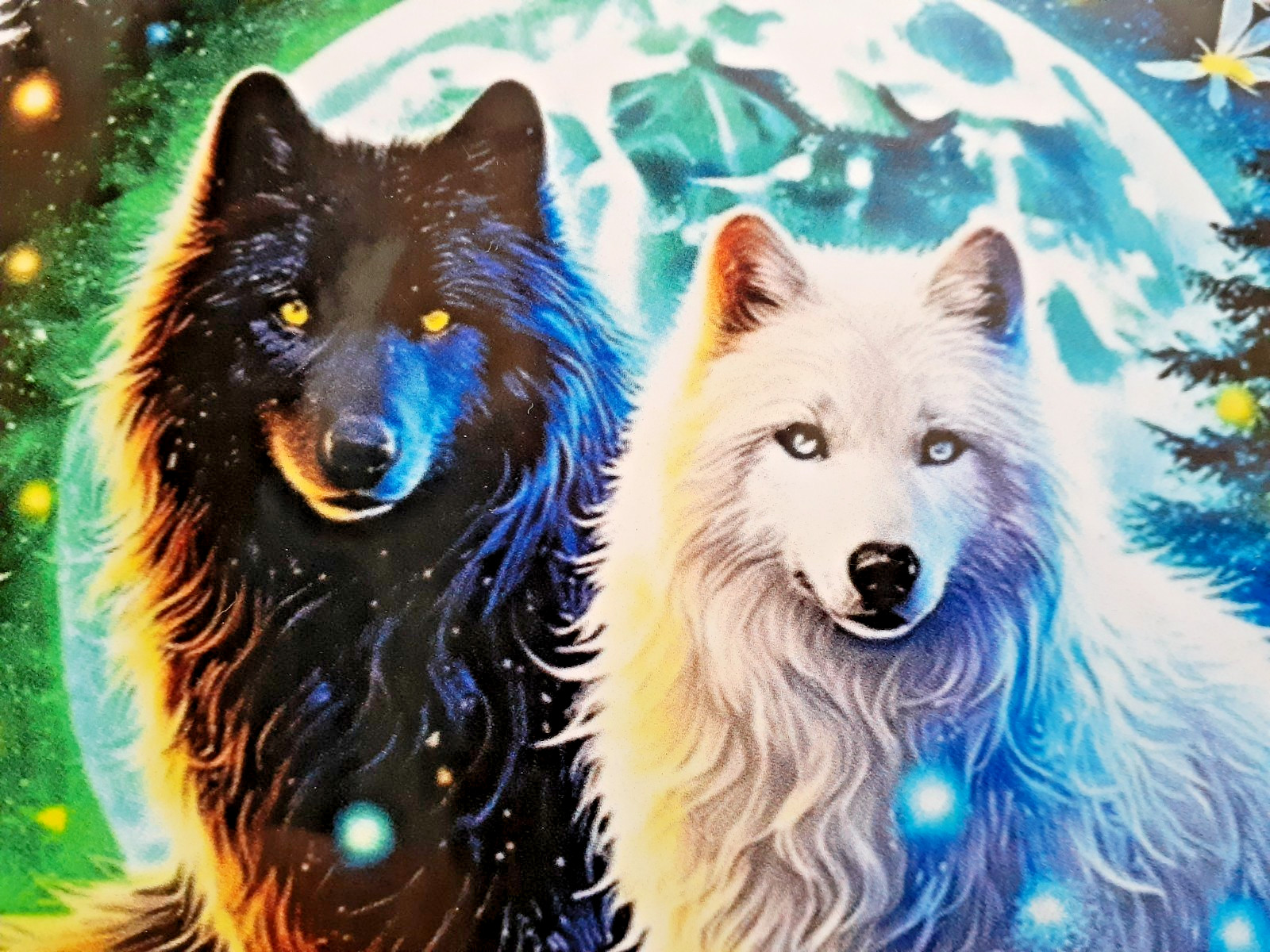 Wolves in Moonlit Forest Colorful Vinyl Decal Sticker 6&Prime; x 6.25&Prime;