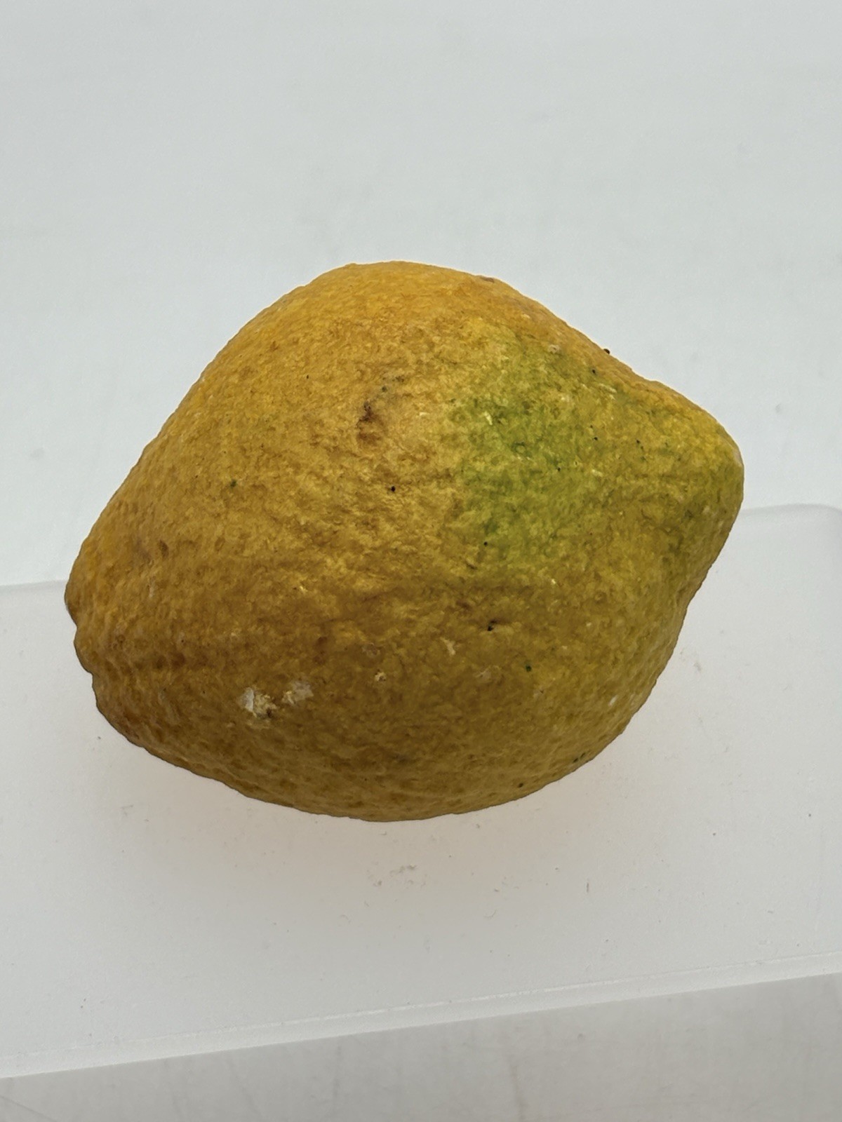 Vintage MCM Hand Carved Alabaster Stone Fruit Lemon Yellow 3.5&Prime; ~ Made in Italy