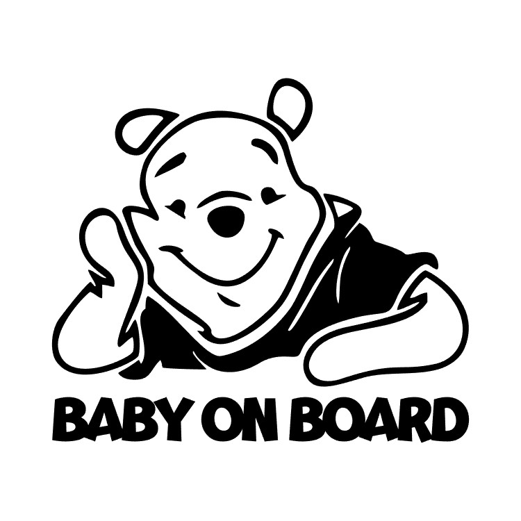 Winnie the Pooh Baby on Board Sticker Decal Oracal 651 Permanent Car Window