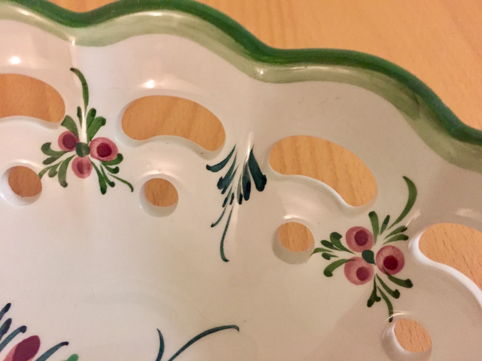Vintage Hand painted floral oval decor Ceramic Bowl.