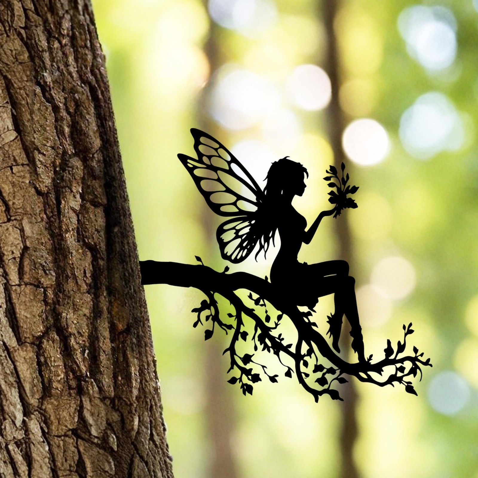 Elegant Fairy Silhouette Metal Decor,Mystical Fairy Garden Metal Sign,Metal
