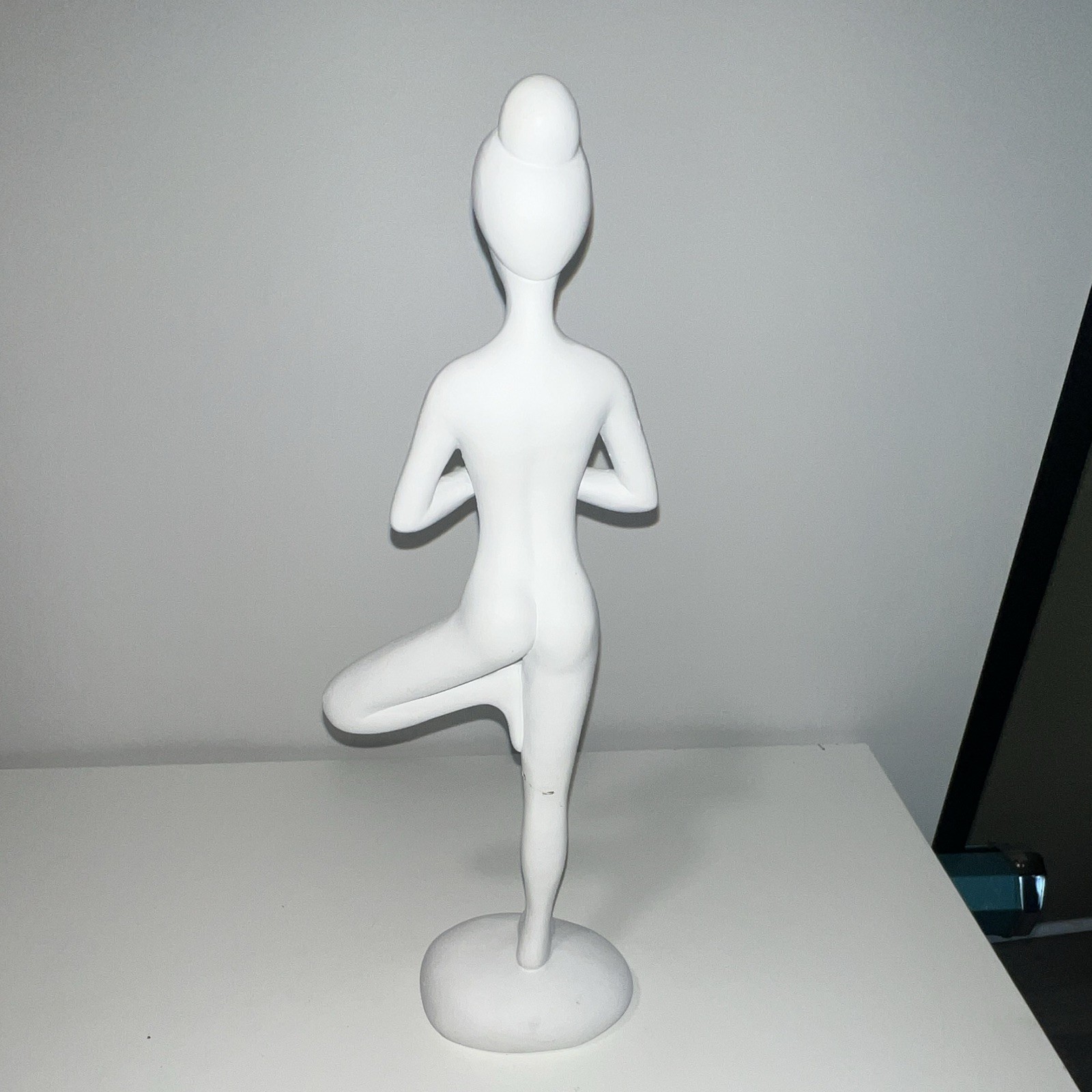 White Yoga Pose Female Figurine Sculpture Freestanding Decor Any Room