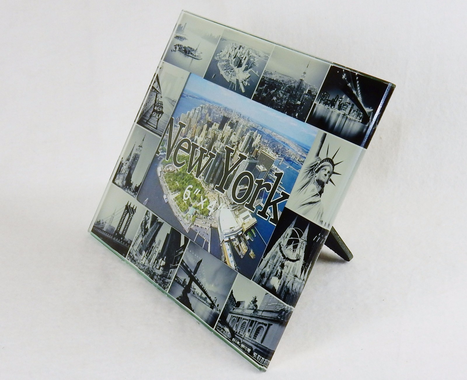 Glass Photo Frame New York City Urban Scape, Blue Highlights, 4&Prime;x6&Prime;, Zizo #PF044