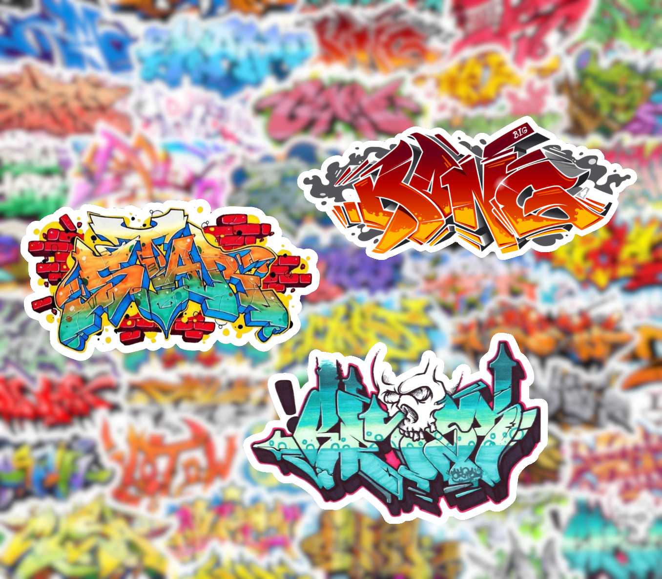 25/50 Graffiti Art Sticker Pack – Waterproof Vinyl – Hip-Hop B-Boy Rap 80&rsquo;s
