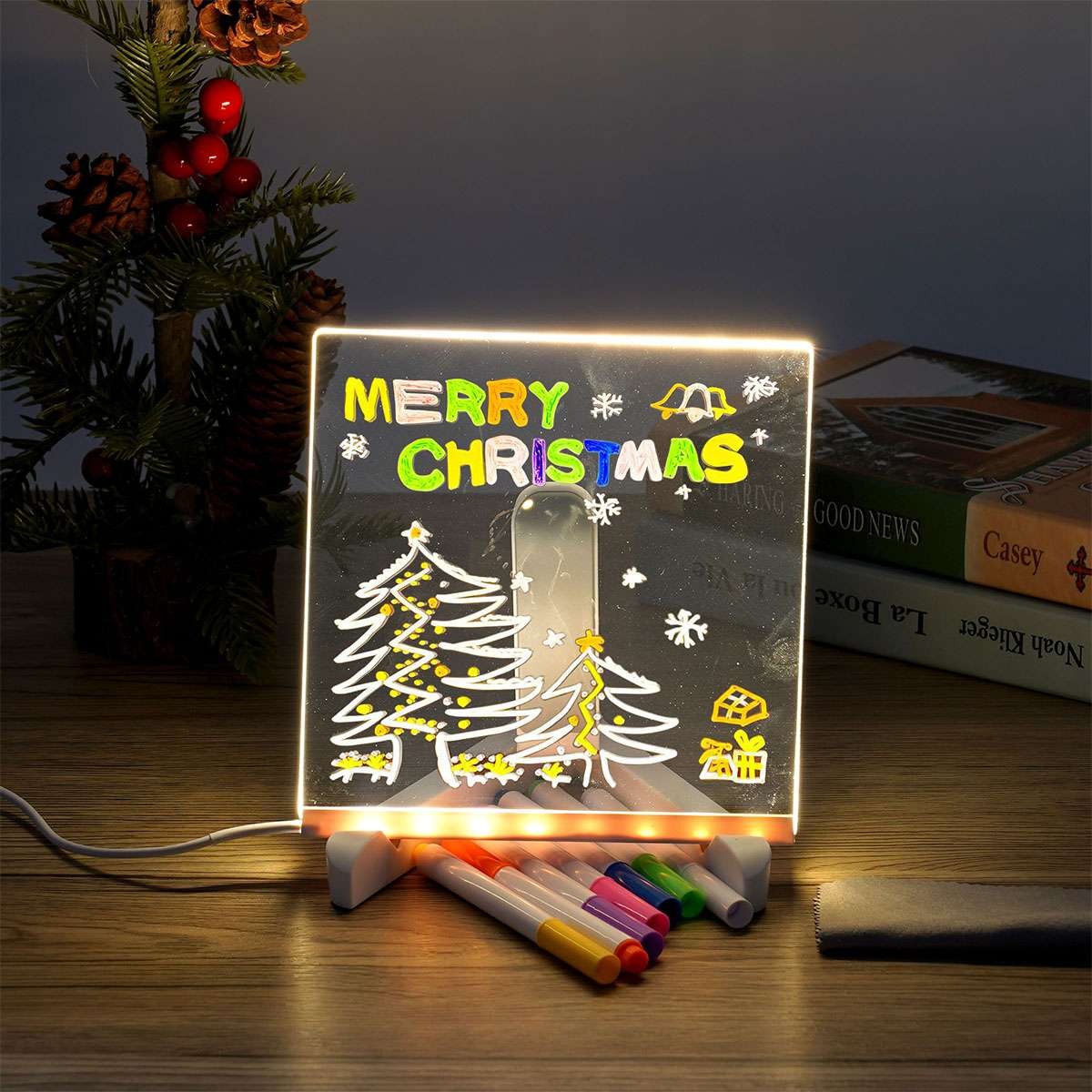 Drawing Board LED DIY Note Board with Colors Acrylic Dry Erase Board with Light
