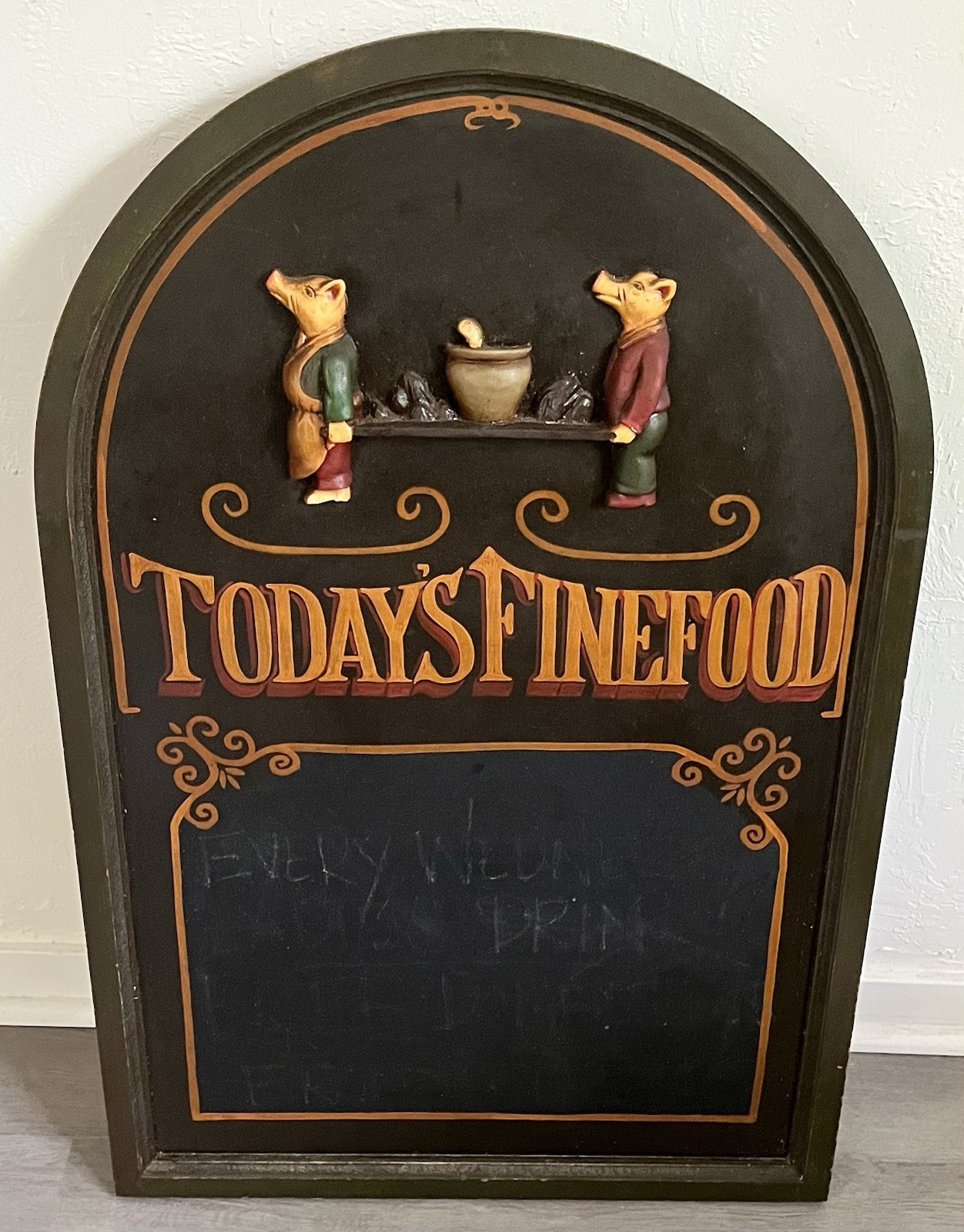 Vintage SIGN Todays fine FOOD PIGS chalkboard menu 3D Pub