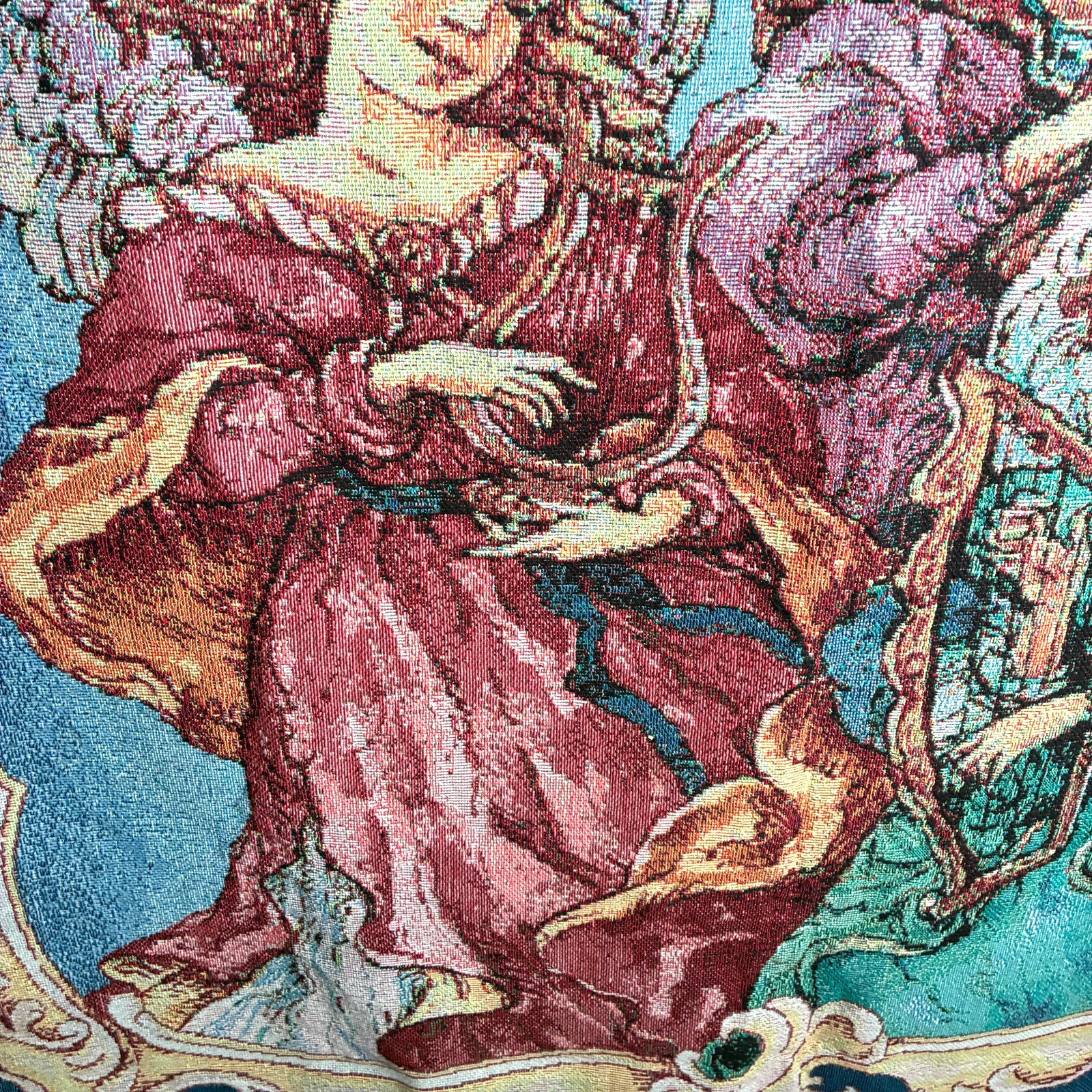Tapestry Throw Blanket Angels Playing Musical Instruments 47.5&Prime; x 52.5&Prime; Fringed